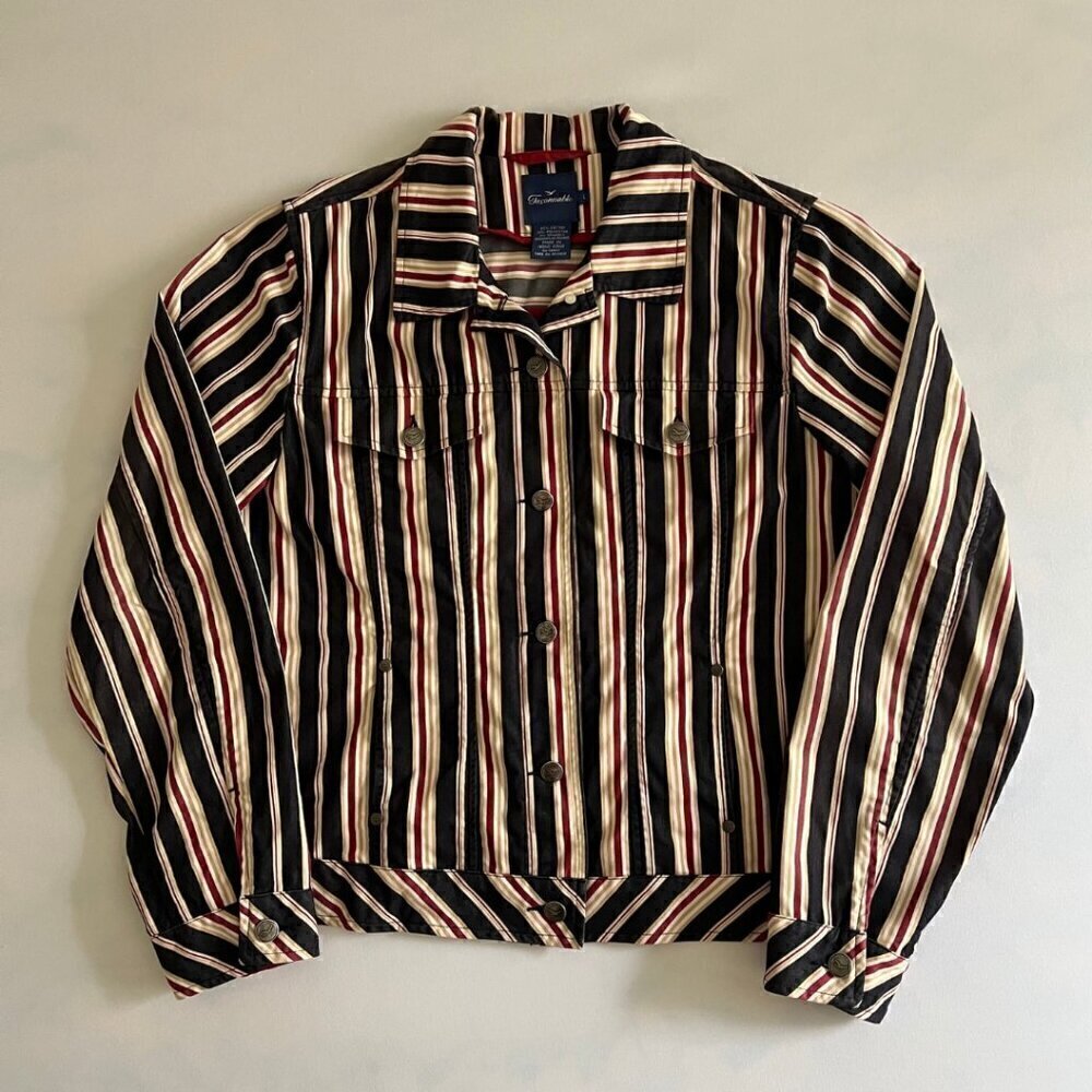 Faconnable Striped Button Up Light Weight Jacket